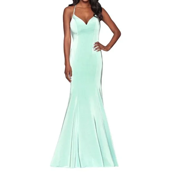 Faviana | Dresses | Faviana Satin Open Criss Cross Back Mermaid Gown Sage Green Size 2 Nwt | Poshmark Faviana | Dresses | Faviana Satin Open Criss Cross Back Mermaid Gown Sage Green Size 2 Nwt | Poshmark
